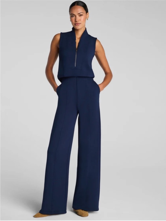 SPANX Pants - SPANX AirEssentials Shawl Collar Half Zip Jumpsuit Large Reg Timeless Navy NWT